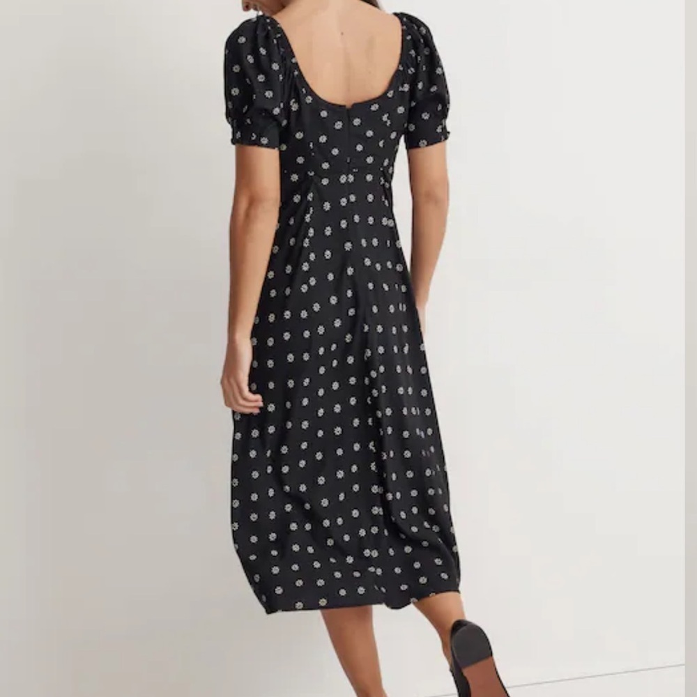 Madewell Sweetheart Puff Sleeved Midi Dress in Stardot Size 12 - Picture 2 of 10